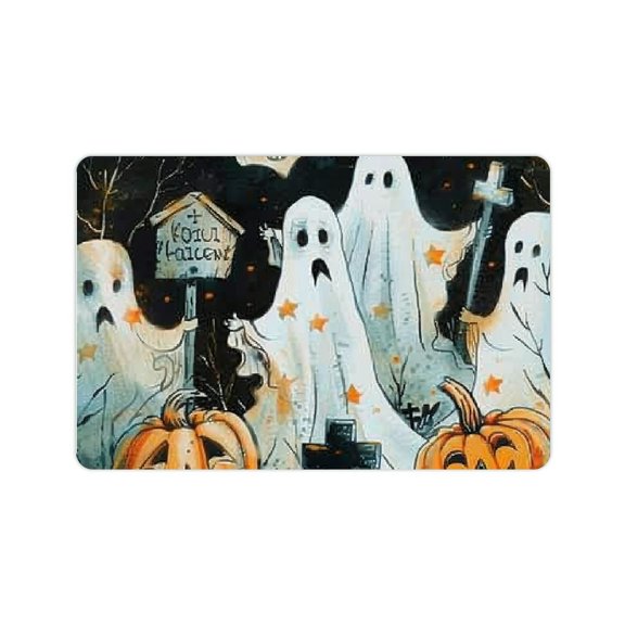 ZFLMY Halloween Ghosts Pumpkins Cemetery Diatom Mud Mat Non-Slip 24x16in