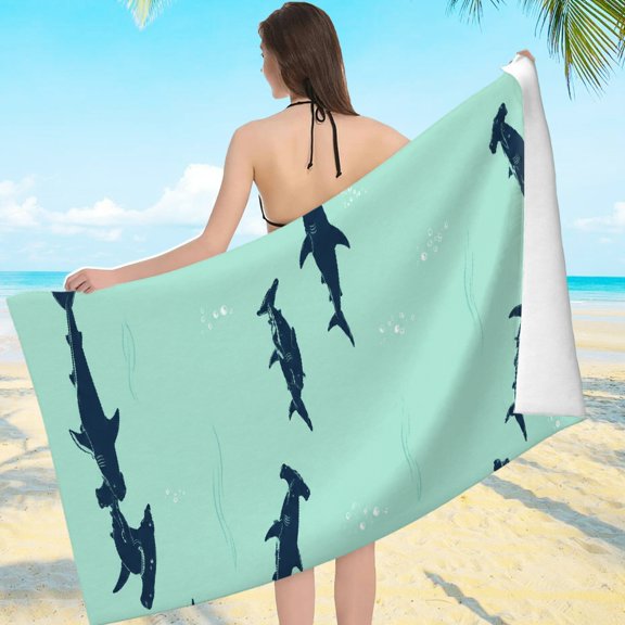 ZFLMY Hammerhead Shark Silhouettes  Quick Dry, Ultra-Soft Microfiber Machine Washable Beach Pool Great Gift