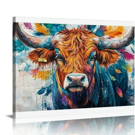 ZFLMY Highland Cow Canvas Wall Art For Living Room - Modern Printed Wall Art - Wall Art 16x12in