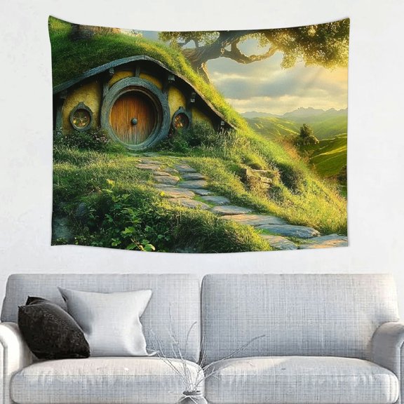 ZFLMY House tapestry, storybook forest landscape wall hanging, rustic core bedroom aesthetic decoration, fantasy nature lover living room or party gift tapestry decoration 40x30in