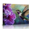 thumbnail image 1 of ZFLMY Hummingbird Flowers Canvas Wall Art Decor for Home Living Room Bedroom Kitchen Office Hotel Salon, Ready to Hang Room Home Art Decor 16x12in, 1 of 6