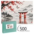 ZFLMY Ink Wash Torii Gate Cherry Blossom Lake Jigsaw Puzzle for Adults ...