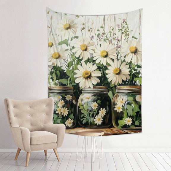 ZFLMY Jars Flowers Table Tapestry Wall Hanging Home Decor 100% Polyester 30*40in