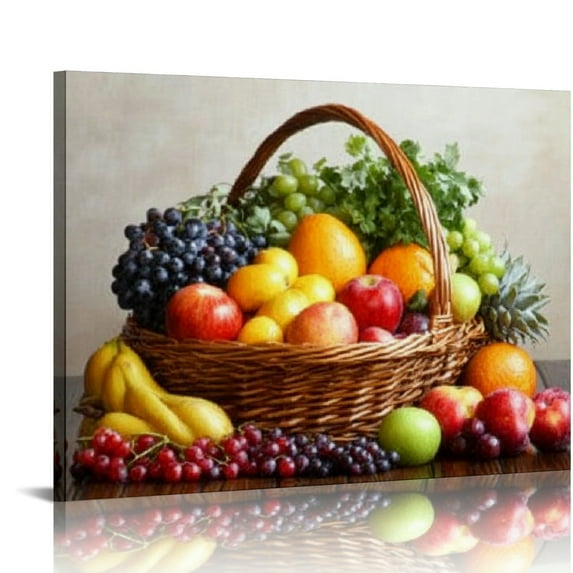 ZFLMY Kitchen Picture Wall Art Colorful Fruit Picture Painting Food Canvas Prints for Dining Room Restaurant Wall Decor 20x16in