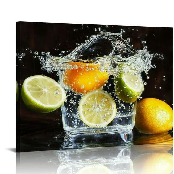 ZFLMY  Kitchen Wall Decor Canvas Art, Colorful Fruit Canvas Print for Dining Room Decor, Contemporary Fruit Picture Kitchen Framed Painting for Restaurant Decor-Ready to Hang  16x12in