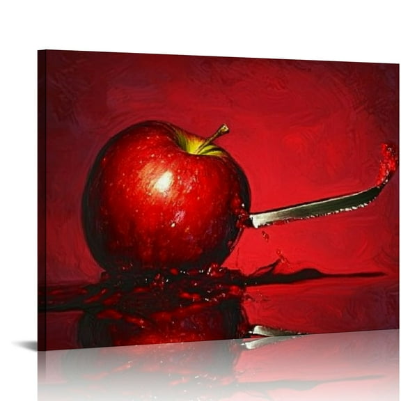 ZFLMY Kitchen wall decoration canvas art, red apple fruit canvas print dining room decoration, modern fruit picture kitchen painting dining room decoration - can be hung directly 16x12in