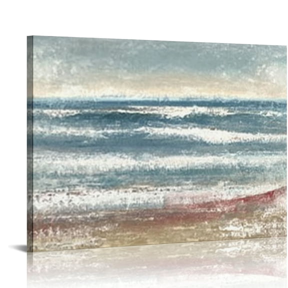 ZFLMY Large living room wall art hand drawn modern abstract sea view canvas oil painting ocean beach coastal pictures home décor artwork 16x12in