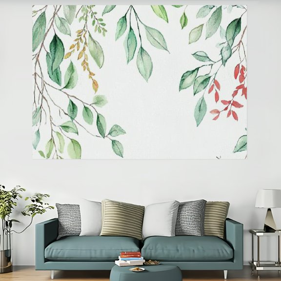 ZFLMY Leaf tapestry - watercolor tea tree leaf plant floral wall hanging, suitable for bedroom, living room, dormitory. 60x40in