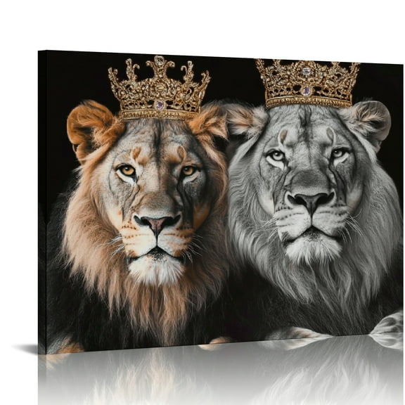 ZFLMY Lion Lioness Crown Canvas Prints Wall Art Home Decor 16x12in