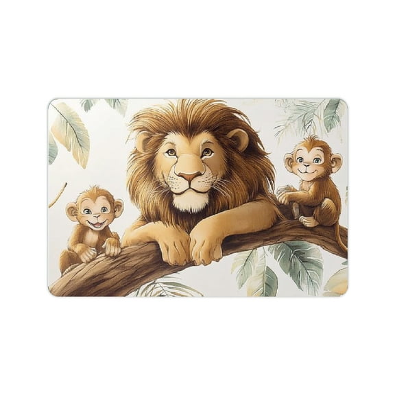 ZFLMY Lion Monkeys Tree Branch Diatom Mud Mats Non-Slip Home Environmentally Friendly Easy to Clean 24x16in