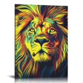 thumbnail image 1 of ZFLMY Lion Psychedelic Art Wall Art Canvas Prints Home Decor Living Room Bathroom Bedroom Office 12x16in, 1 of 5
