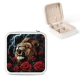 thumbnail image 1 of ZFLMY Lion Roses Lightning Jewelry Storage Artifacts Jewelry Box PU Leather for Necklace Ring Earring, Compact Size Travel Case White, 1 of 5