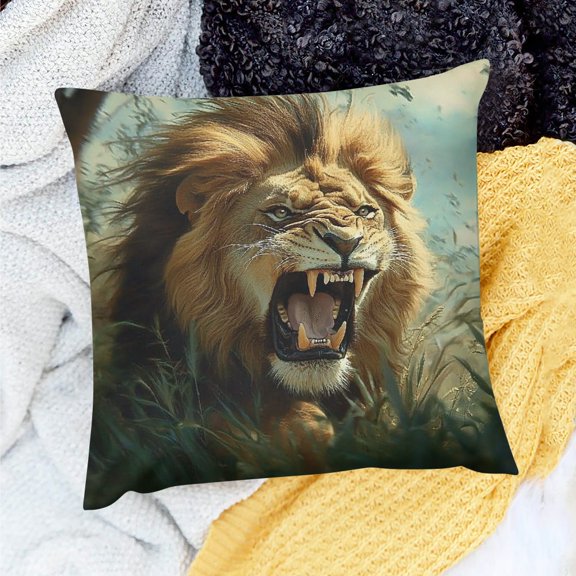ZFLMY Lion Theme Pillow Case for Home Sofa Couch Linen 100% - Set of 1, Outdoor Decor, 3 Sizes 20x20in