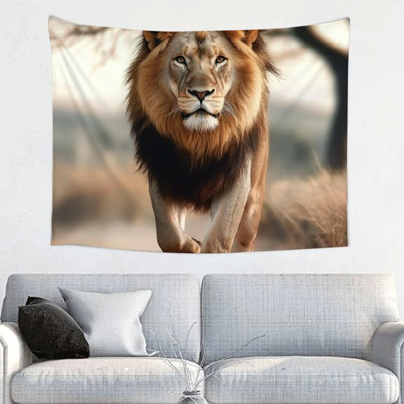 ZFLMY Lion Tree Field 100% Polyester Home Wall Tapestry Art for Bedroom Living Room Dorm Decorative Wall Hanging, 4 Sizes Available 40x30in