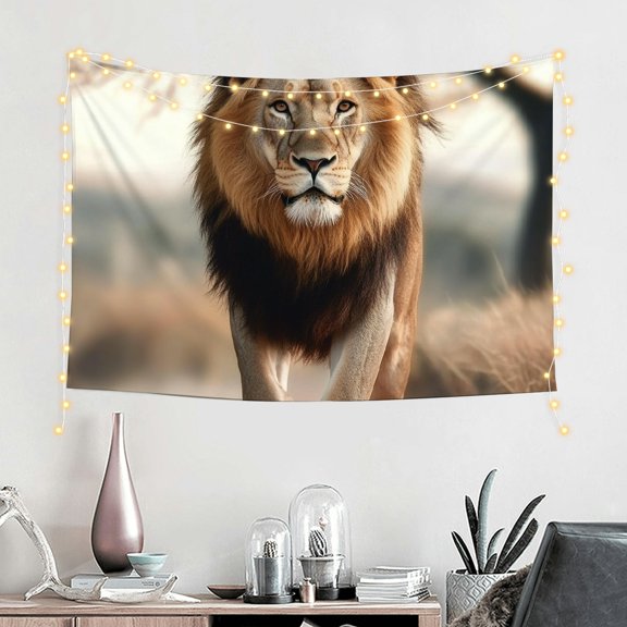 ZFLMY Lion Tree Field 100% Polyester Home Wall Tapestry Art for Bedroom Living Room Dorm Decorative Wall Hanging, 4 Sizes Available 60x40in