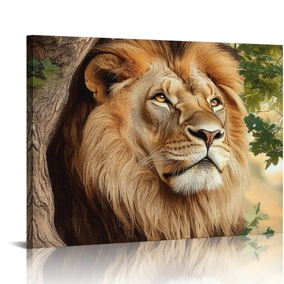 ZFLMY Lion Tree Mane Art Modern Canvas Prints Wall Decor Ready To Hang Home Decor 16x12in