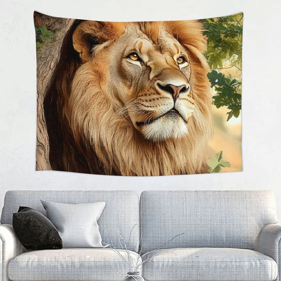 ZFLMY Lion Tree Mane Tapestry 100% Polyester Wall Hanging Home Decor for Decorative Wall Hanging, Bedroom, Living Room - Various Sizes Available 40x30in