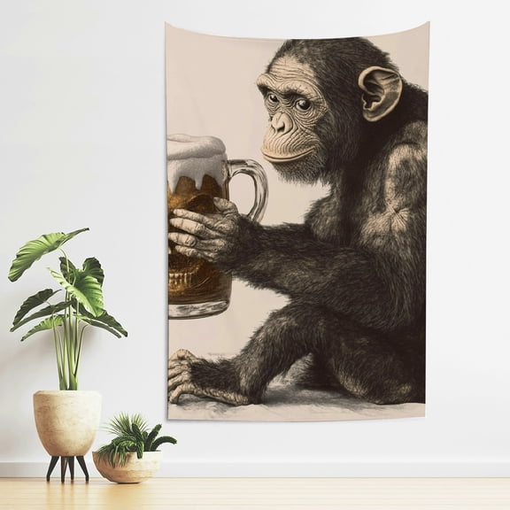 ZFLMY Monkey Beer Skull Wall Hanging Tapestry for Home Decoration 40*60in