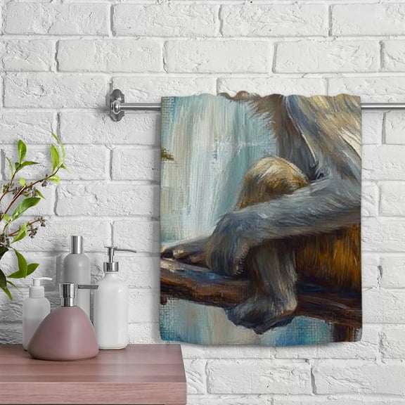 ZFLMY Monkey Branch Painting Kitchen Towels Save, Soft 100% Polyester Spa Hand Towel for Kitchens, Bathrooms, Showers - 29.5x13.8 inches 29.5x13.8in