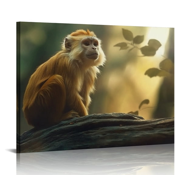 ZFLMY Monkey Rock Woods Wall Decor Canvas Art Ready To Hang Home Room Decor 16x12in