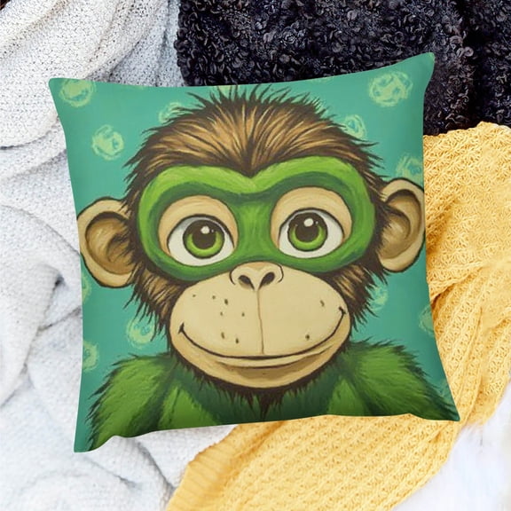 ZFLMY Monkey Theme Party Decor Birthday Gift Indoor Decoration for Home Sofa Couch Linen 100% 24x24in