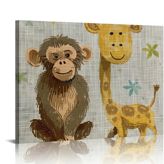 ZFLMY Monkey Wall Art Canvas Print Decorations for Home Bathroom Ready To Hang Room Art Decor 20x16in