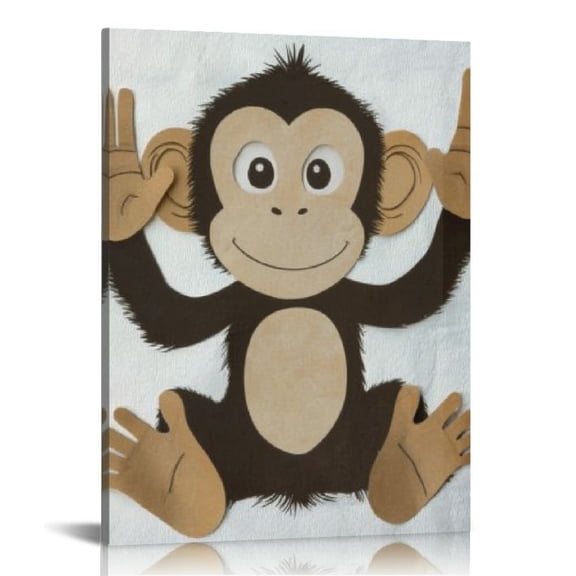 ZFLMY Monkey Wall Decor for Bedroom and Kitchen, Fashion Style Wall Pictures for Bathroom, Home Decor Living Room Office, Ready to Hang 12x16in