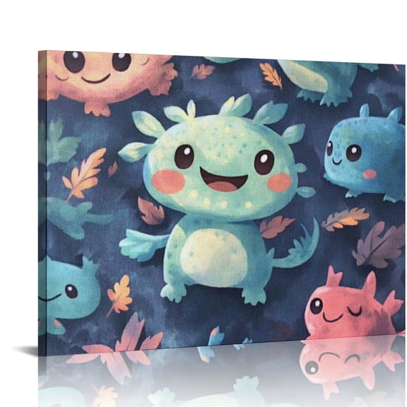 ZFLMY Monsters Leaves Wall Art Canvas Modern Prints Ready To Hang Home Decor 16x12in