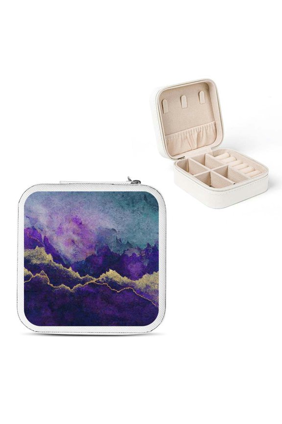 Mountain Range Abstract Travel Jewelry Box for Necklaces Rings White
