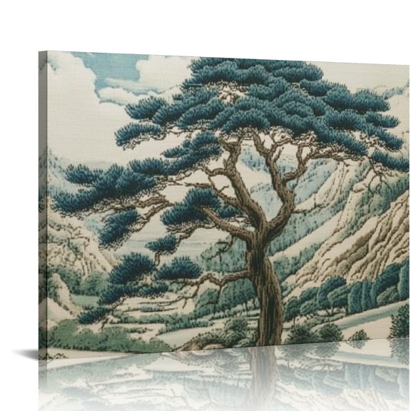 ZFLMY Mountains Sky Tree Canvas Wall Decor for Home Living Room Bedroom Kitchen Bathroom Office Salon, Ready To Hang Art Decor 16x12in