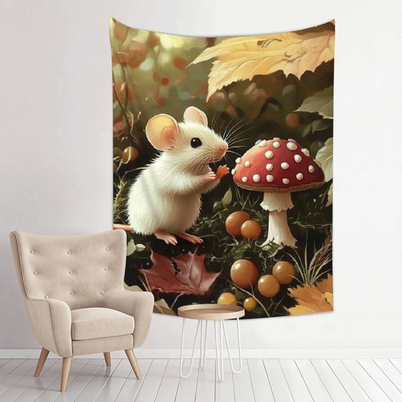 ZFLMY Mouse Mushroom Forest Tapestry Wall Hanging for Home Decor 30*40in