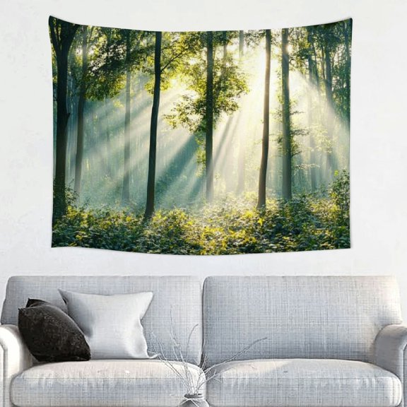 ZFLMY Natural forest tapestry, tree fog forest tapestry wall hanging, bedroom living room home decoration aesthetic landscape tapestry 40x30in