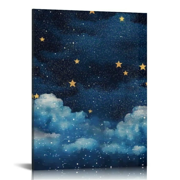 ZFLMY Night Sky Stars Clouds Canvas Wall Art Home Decor 12x16 12x16in