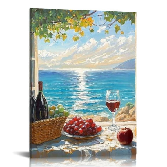 ZFLMY Ocean View Ready to Hang Canvas Wall Art Print, Home Decor for Living Room Bedroom Bathroom Office, Perfect Gift Idea for Home and Office Decor 12x16in