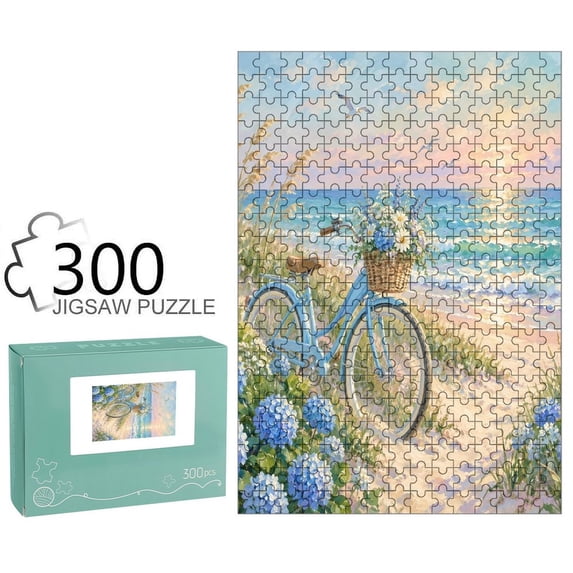ZFLMY Oil Painting Coastal Bicycle Flowers Jigsaw Puzzle for Adults ...