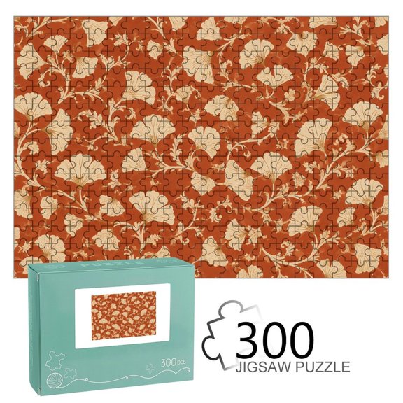 ZFLMY Orange Ginkgo Vine Leaf Jigsaw Puzzle for Adults Challenging Game with Reference Poster,Home Display Piece Gift for Family Indoor Activity
