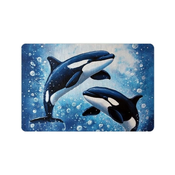 ZFLMY Orca Whales Water Bubbles Diatom Mud Bath Mat Home Fast Absorption 24x16in