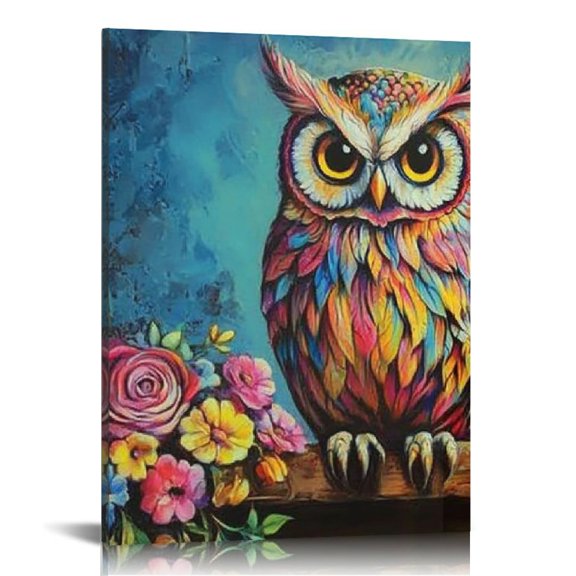 ZFLMY Owl Theme Print On Canvas Ready to Hang Art Modern Home Decor Living Room Bathroom Bedroom Office 12x16/16x20 inches 12x16in
