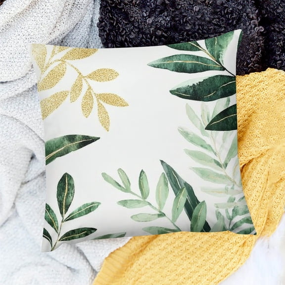 ZFLMY Palm Leaf Throw Pillow Covers Tropical Leaves Decorative Pillowcase for Sofa Couch Leaf Pattern Cushion Cover Botanical Leaf Branches Outdoor Pillows Covers Leaf Branches 18x18in