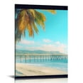 thumbnail image 1 of ZFLMY Palm Tree Beach Pier Canvas Print Wall Decor for Bedroom Living Room Office, Home Decor Kitchen Wall Art Pictures, Bathroom Decor, Stylish Wall Hanging 16x20in, 1 of 5