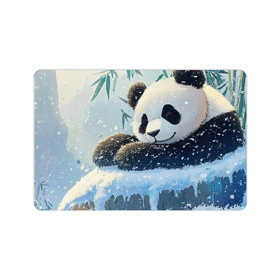 ZFLMY Panda Bear Bamboo Snow Bath Mat Quick Drying Eco-Friendly 24x16in