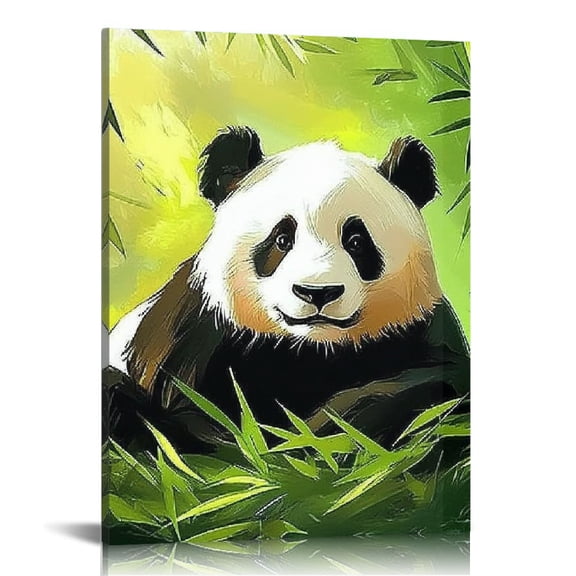 ZFLMY Panda Bear Bamboo Trees Grass Canvas Prints Wall Art Decor for Bathroom Living Room Bedroom Office, Perfect Gift for Home Decor - 12x16/16x20 inches 12x16in