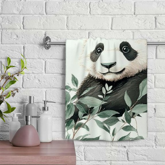 ZFLMY Panda Bear Leaves Funny Kitchen Towels 100% Polyester Soft Bath Towel Absorbent Hand Towels for Kitchens, Bathrooms, Showers 29.5x13.8 inches 29.5x13.8in