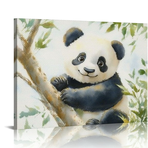 ZFLMY Panda Bear Tree Branch Canvas Wall Art Decor For Home 16x12in