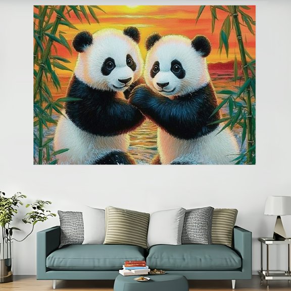 ZFLMY Panda Bears Bamboo Trees Wall Art Tapestry 100% Polyester for Bedroom Living Room Dorm Decorative Wall Hanging 60x40in