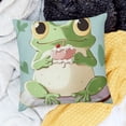 thumbnail image 1 of ZFLMY Party Decor Birthday Gift Frog Cake Kawaii 100% Linen Pillow Covers for Home Sofa Couch 24x24in, 1 of 5