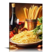 ZFLMY Pasta Vegetables Wine Print On Canvas Wall Decor For Bedroom Kitchen Dining Room Bathroom Office, Home Decor Living Room Art Pictures 12x16in