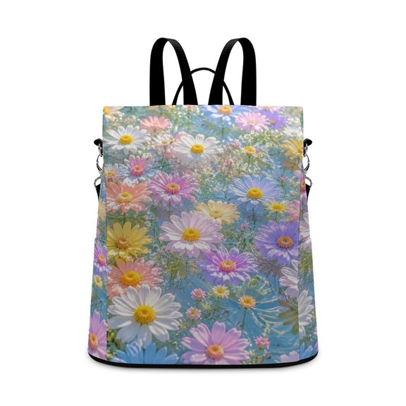 ZFLMY Pastel Multicolor Daisies Floating On Clear Water Anti Theft Backpack, Purse for Women, Secure Back Zipper, Multi-Purpose Rucksack Backpack With Adjustable Strap, Womens Travel Backpack, Lightw