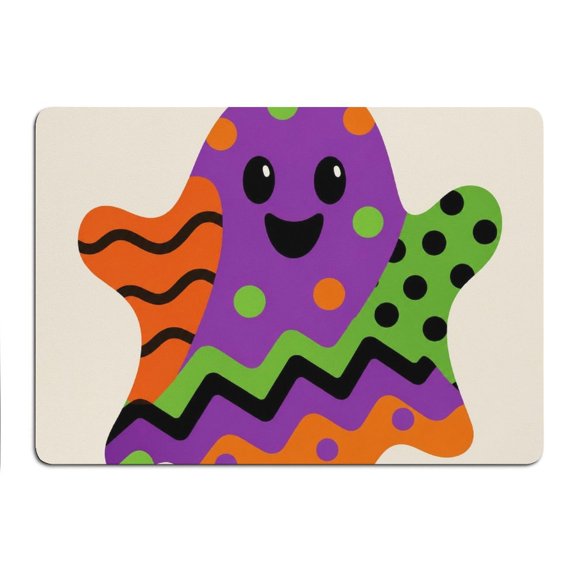 ZFLMY Patchwork Colorful Cartoon Ghost Mouse Pad, Square Smooth Surface Desk Mat, Stitched Edge for Office, Laptop, Computer, Home