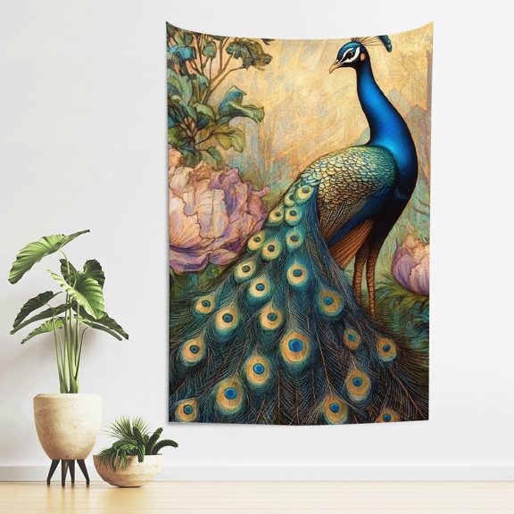 ZFLMY Peacock Garden Art Deco Tapestry Wall Hanging Home Decor 40*60in